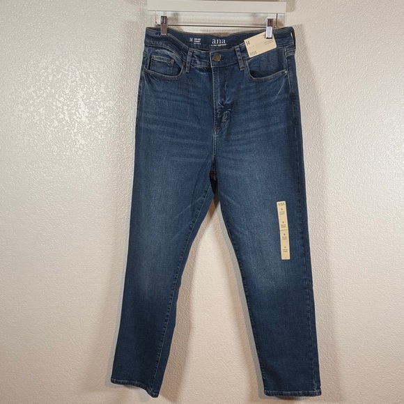A.n.a Medium Wash High Rise Straight Jeans Size 14 NWT - Picture 1 of 7